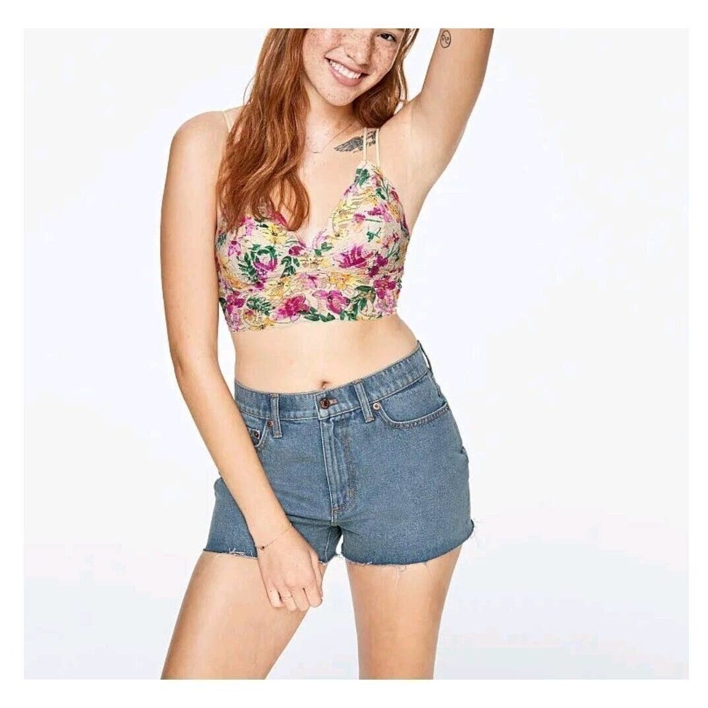 NWT Victorias Secret PINK High Waisted Cut Off Jean Shorts Size 28